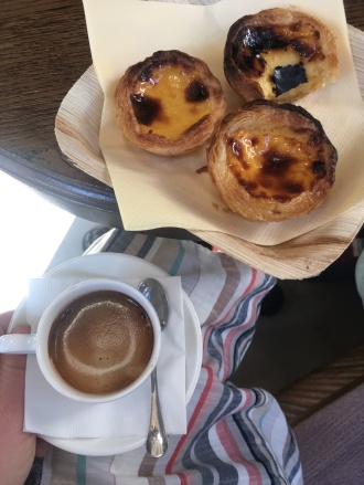 Coffee and pastel de nata in Lisboa Pastry and Bakery